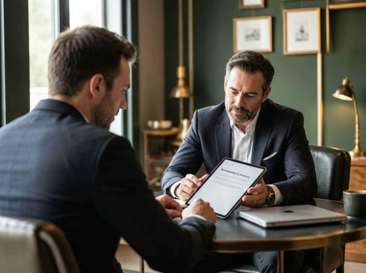 An executive advisor in a private one-on-one working session with a client
