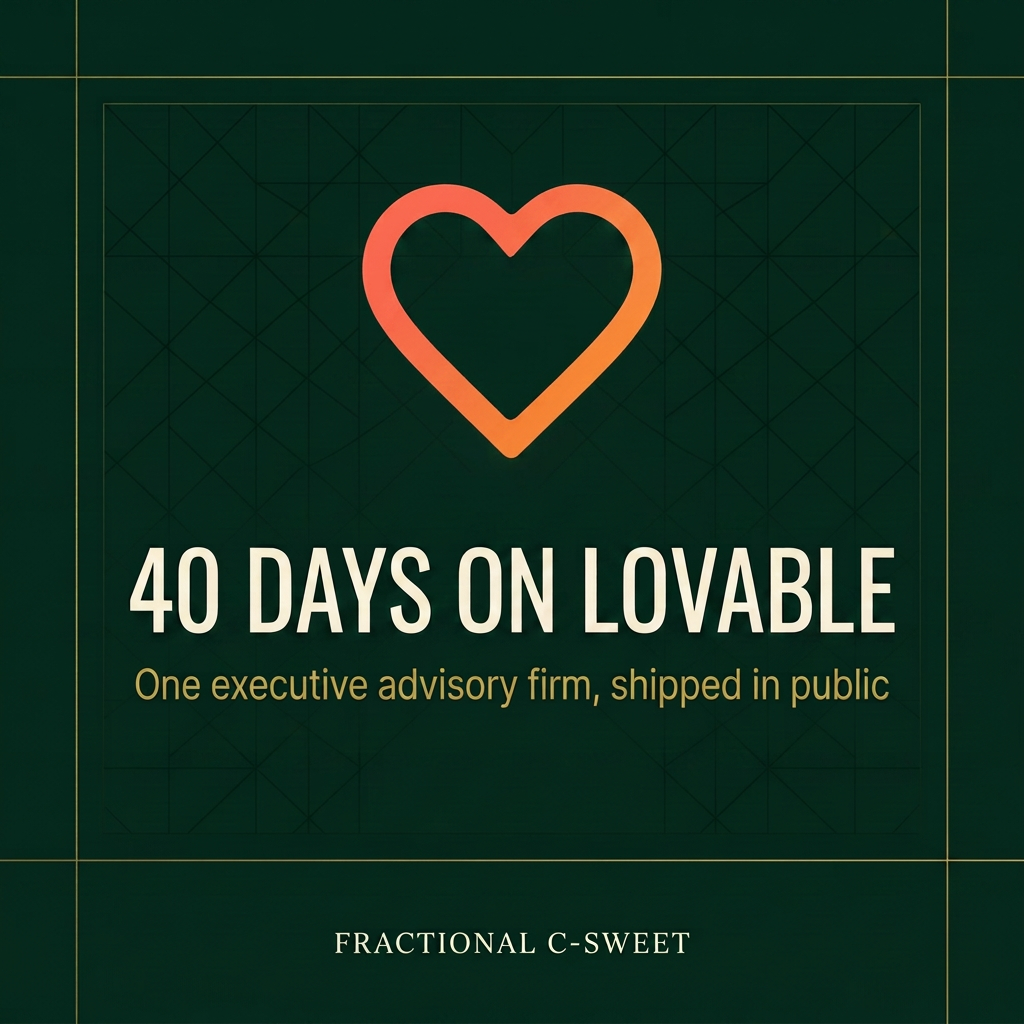 Fractional C-Sweet card marking forty days of building on Lovable